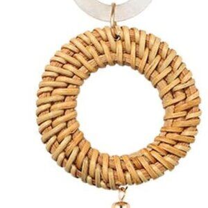Tassel Pendant Necklace Handmade Straw Wicker Braid Statement Pendant Y-Shaped L